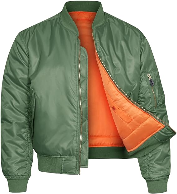 Bomber Jacket MA1 Classic US Air Force Pilot Flight Military Style Nylon Cotton Army Camo Padded Coat