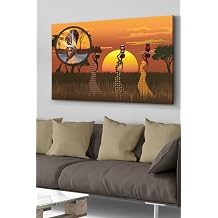Afrikalı Kadınlar Saatli Kanvas - Canvas Tablo