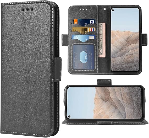 Compatible with Google Pixel 5a 5G Wallet Case Wrist Strap Lanyard Leather Flip Cover Card Holder Stand Cell Accessories Phone Cases for Pixel5a5G Pixel5a a5 G5 Pixle 5a5G 2021 Black