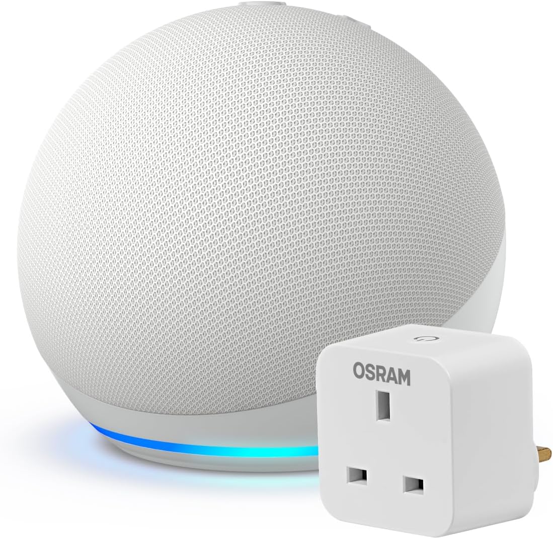 Echo Dot | Glacier White + Osram Smart Plug, with Alexa+ Early Access