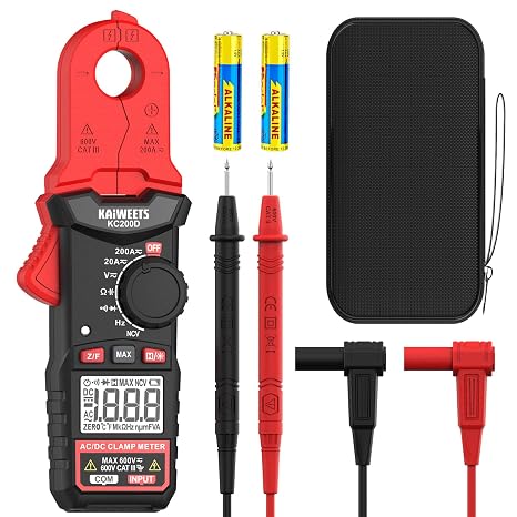KAIWEETS DC Clamp Meter 200A AC/DC Amp Meter True RMS Compact Multimeter