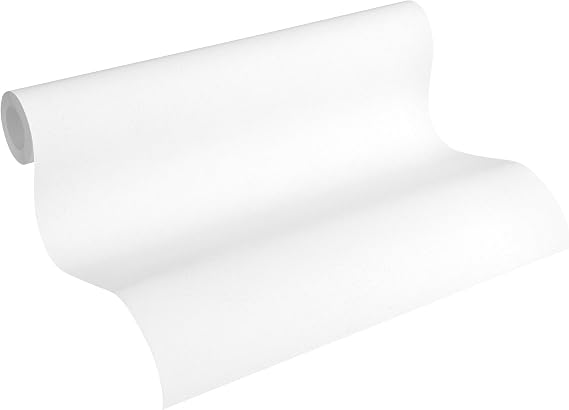 A.S. Création Plain Wallpaper Elements Non-Woven Wallpaper 10.05 m x 0.53 m White Made in Germany 362066 36206-6