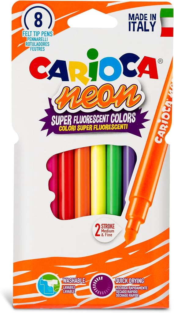 Carioca Fosforlu Yıkanabilir Keçeli Boya Kalemi 8'li