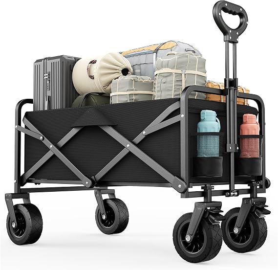 Handcart Foldable 100 L, 600D Oxford Fabric, Garden Trolley on Wheels, Adjustable Handle, Foldable Hand Trolley, for Camping, Outdoor, Picnic, Beach, Foldable Trolley