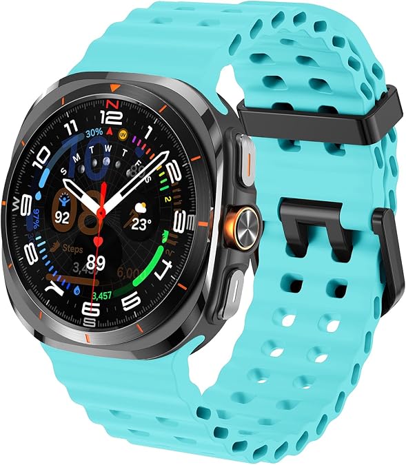 DEALELE Strap Compatible with Samsung Galaxy Watch Ultra 47mm (2025/2024), Soft Breathable Ocean Silicone Sports Replacement Bands for Galaxy Watch Ultra 2 / Ultra 47mm Women Men