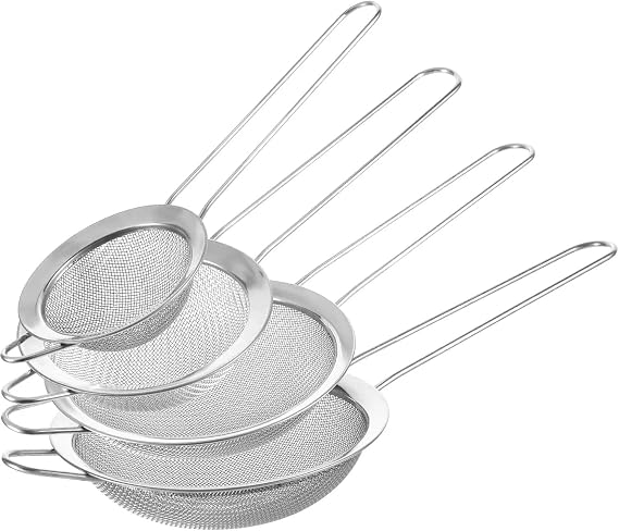 4 Pieces Stainless Steel Strainer Small Colander 2.8/3.1/3.9/12 cm