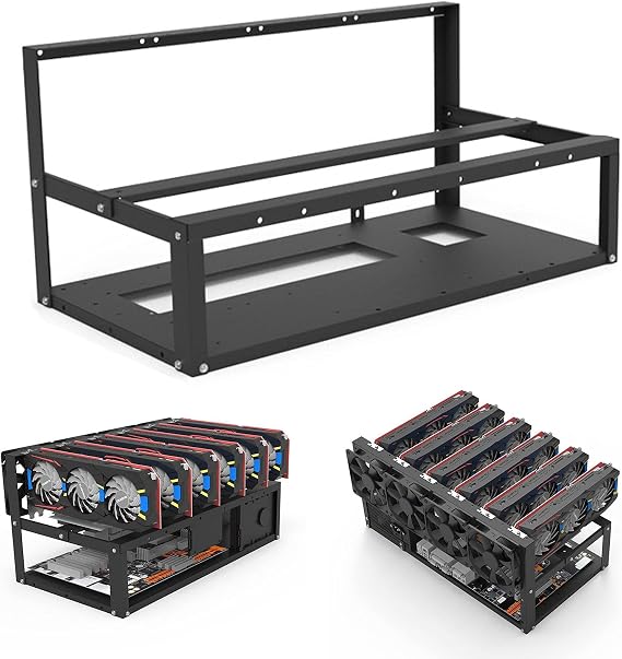 Mining Rig Frame, Mining Case 6 Graphics Cards, Mining Rig Frame ATX/Btx/Flex/Itx/Microatx, 6 GPU Mining Rigr Frame, Stackable Miner Computer Rack