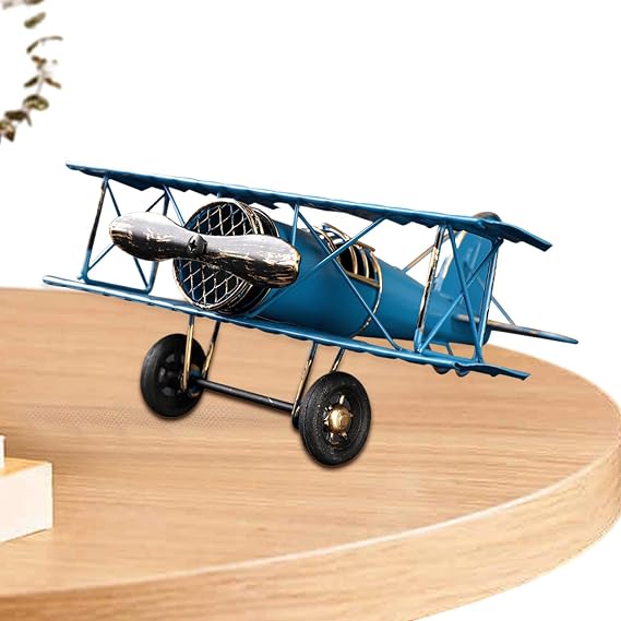 Plane Model Classical Biplane Decorative Metal Iron