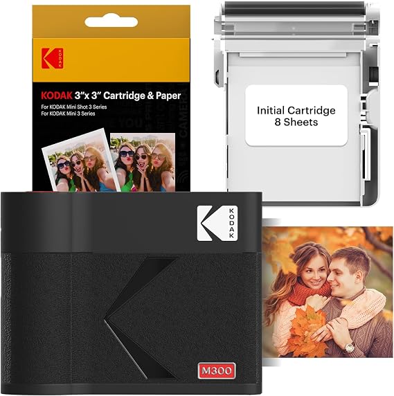 KODAK Mini 3 ERA 3x3 Portable Photo Printer, 4PASS, 38 Sheets, Black