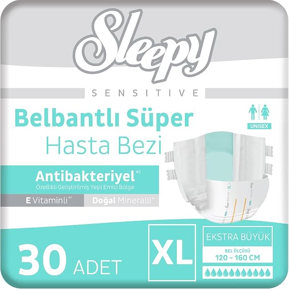 Sleepy Sensitive Antibakteriyel Süper Yetişkin Hasta Bezi Xlarge 30 Adet