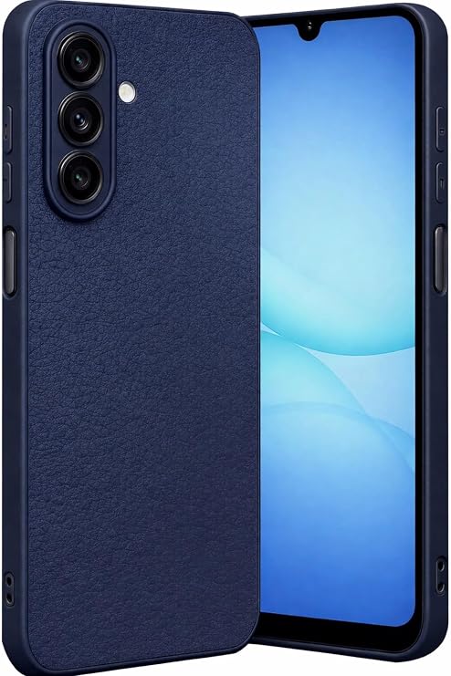 Coverzone Samsung Galaxy A17 5G ile uyumlu Kılıf Deri Görünümlü Thermax Silikon kılıf Kamera Korumalı Kompakt Tasarım Galaxy A17 5G için Deri Görünüm Kapak (Lacivert, Galaxy A17 5G)