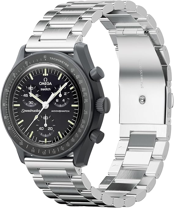 Metal Strap for Moonswatch Watch - Compatible With Omega X Swatch Moonswatch Speedmaster, Rolex, SEIKO 20mm Watches - Quick Release Stainless Steel Replacement