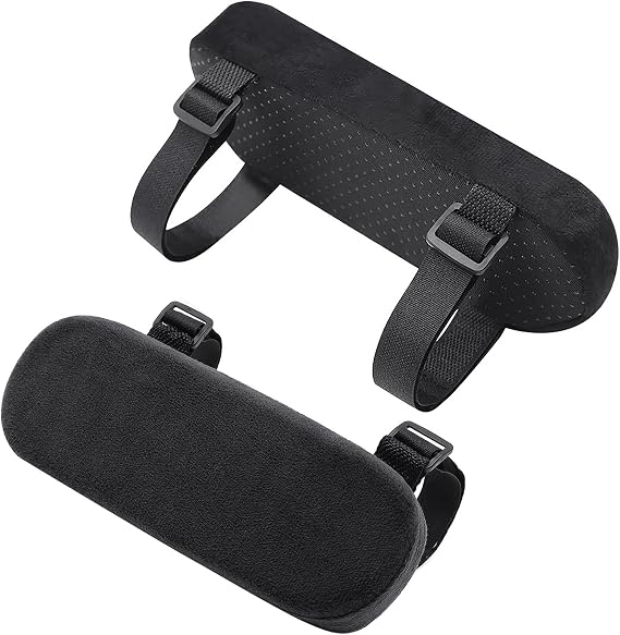 2 Pack Memory Foam Office Chair Arm Pads, Adjustable Armrest Covers