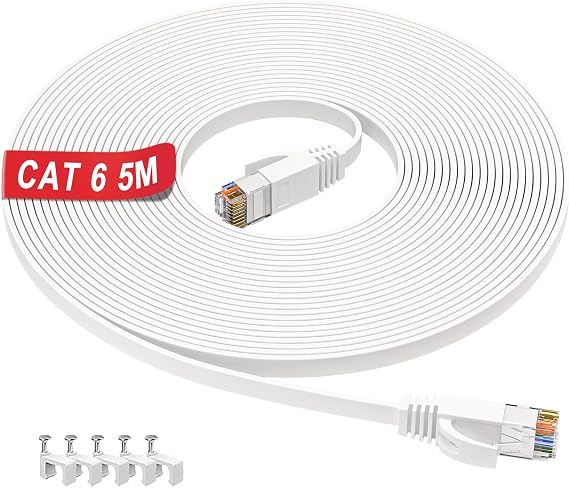 ikbc Cat 6 Ethernet Cable 5m High Speed Internet Cable 5m Flat White