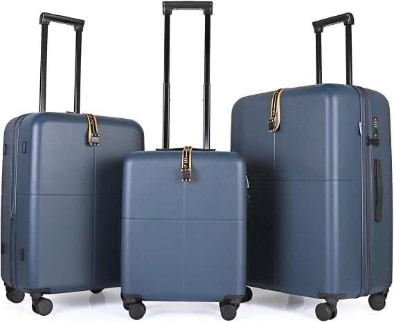 JLY 3 Piece Hard Shell Suitcase Set, Cabin Medium Large, Aegean Blue