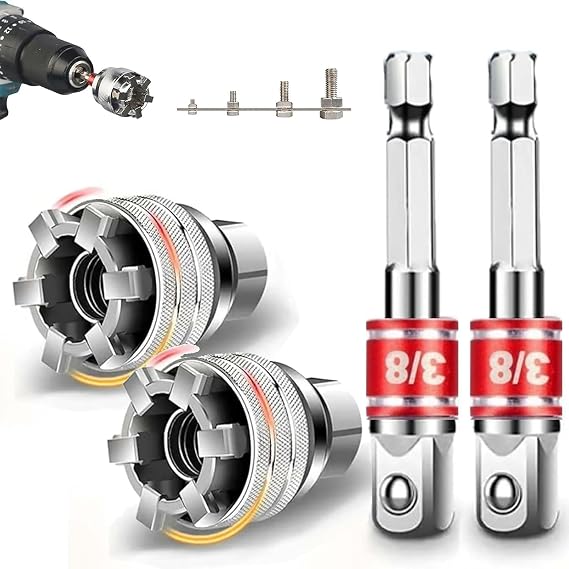 2 Set Universal Adjustable Socket Wrench, Updated Multi-Function 10-19mm Universal Maintenance Socket for 3/8" Drive Ratchet, Torque Wrench & Power Drill