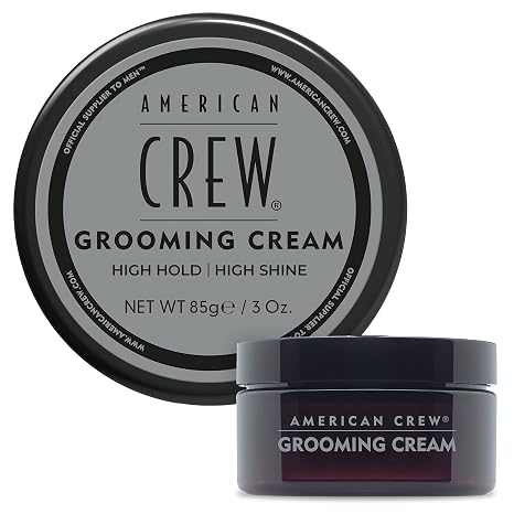 American Crew Grooming Cream, Strong Hold and High Shine Hair Cream, For Curly or Wavy Hair, Repels Moisture, Ultimate Control Keeps Hairstyle Touch, Ultra Finished Look, 3 oz