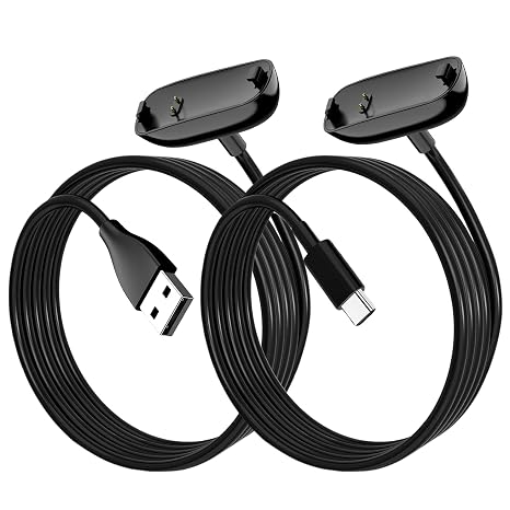 2 Pack Charger Cable for Fitbit Inspire 3, Fast Charging Dock Cord Replacement for Fitbit Inspire 3 Health & Fitness Tracker, 1 USB & 1 USB C (3.3Ft+3.3Ft)