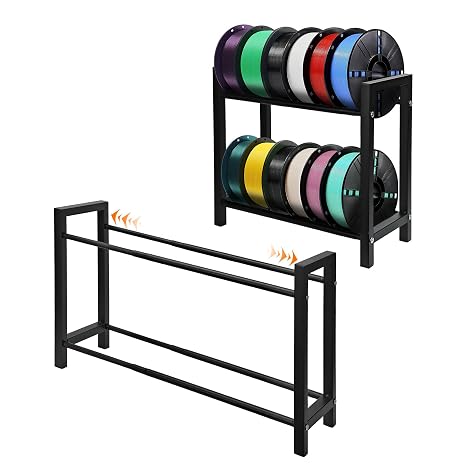 2 Tiers Expandable 3D Printer Filament Storage Rack Desktop, Adjustable Filament Spool Organizer, Heavy Duty for 3D Printing PLA/ABS/PETG/TPU/Nylon Filament (MT4038)