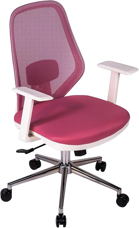 Dali Beyaz Fileli Çalışma Koltuğu | Ergonomik Şef ve Toplantı Koltuğu Pembe