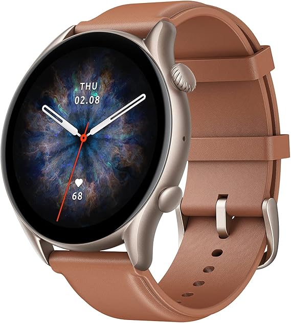 Amazfit GTR 3 Pro Smart Watch with 1.45” AMOLED Display, Sports Watch with 150+ Sports Modes, GPS, Heart Rate, Sleep, Stress, SpO2 Monitoring, Bluetooth Calls, Music Control, Alexa Built-in, Brown