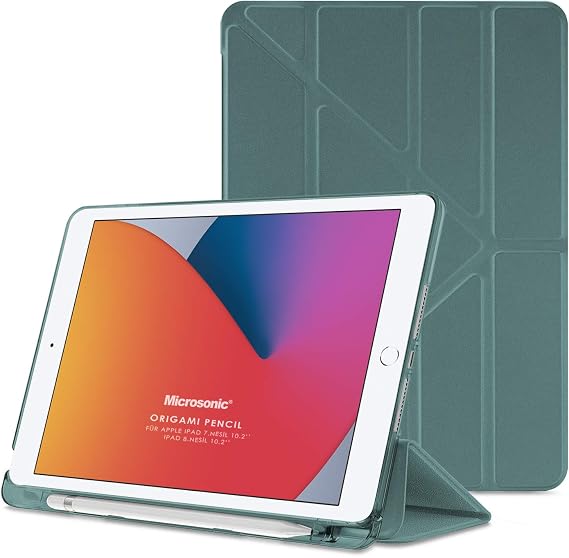 Microsonic Apple iPad 10.2'' 8. Nesil için Kılıf (A2270-A2428-A2429-A2430) Origami Pencil Koyu Yeşil [iPad 8.Nesil 10.2 ile Uyumlu Kılıf - Koyu Yeşil]