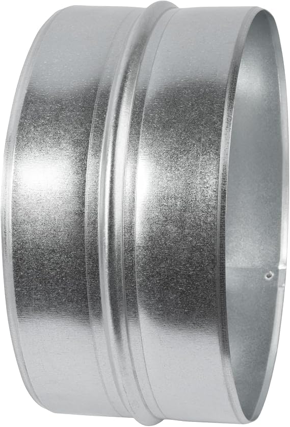 Vent Systems 200 mm / 8'' Inch Galvanized Steel Duct Connector - Round Ventilation Duct Extension - Metal Vent Coupler - Metal Hose Coupling - Galvanised Pipe Connector - Inline Air Extraction