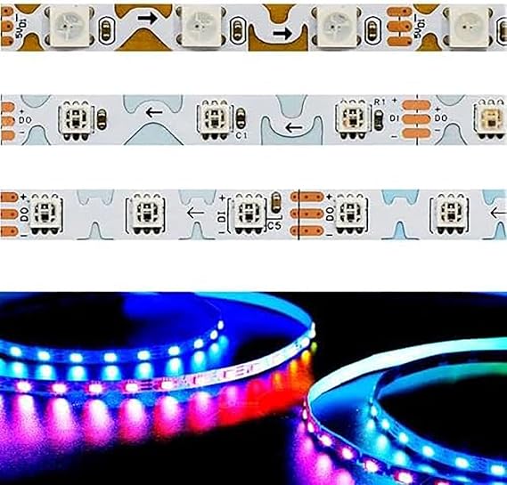 6mm Narrow with PCB S Shape Flexible Free Bending WS2812B 5050 SK6812 3535 SMD Addressable Pixel LED Strip 60/84LEDs/m 5V 12V DC (5V 5M S 60leds WS2812B) [Energy Class F]