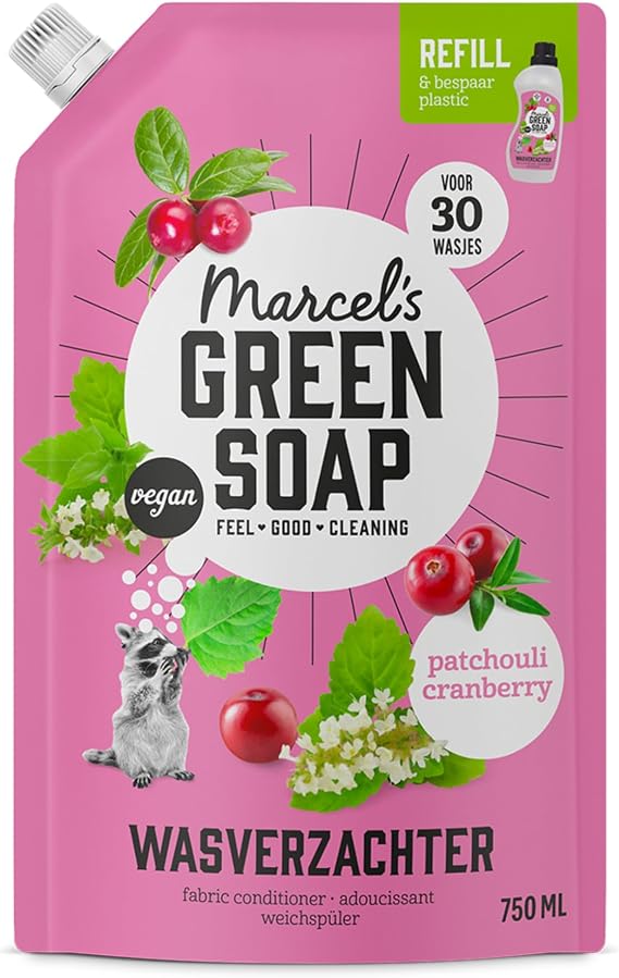 Marcel's Green Soap - Fabric Softener Refill Patchouli & Cranberry - Vegan - 30 washes - 750 ml