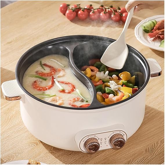 Hot Pot Electric, Double control switch, Three-Speed Fire Hot Pot Electric Topwit Hot Pot Electric Topwit, Suitable for Small Parties (with 2 Leaky Nets),4.5L