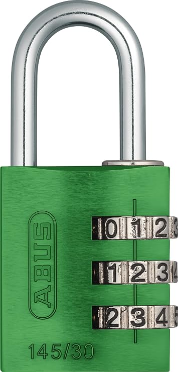 ABUS Combination Lock 145/30 - Aluminium Padlock, 3-Digit Code, Green