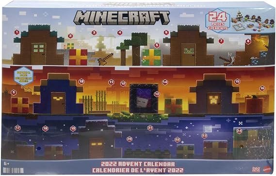 Minecraft Mob Head Minis Advent Calendar Featuring Pixelated Video-Game Character Figures with Giant Heads, Collectible Toy- Ages 6 Years & Older, HHT64