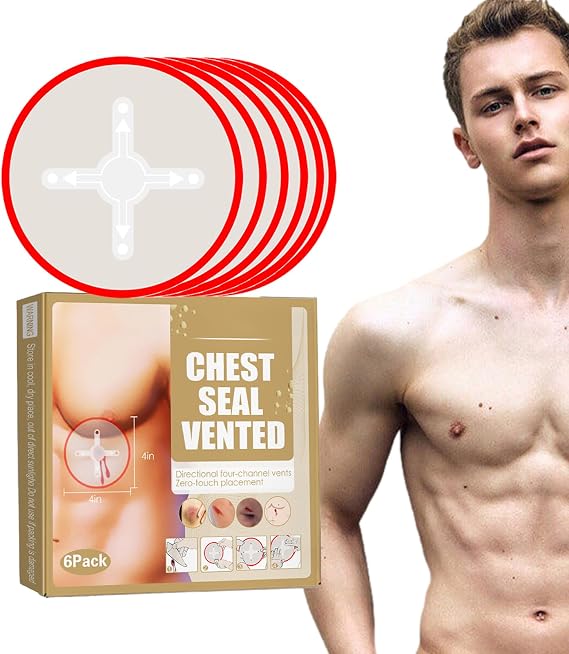 Chest Seal Vented, Breathable Waterproof Elastic Stitches Bandage | Directional Four Channel Vents Stitches Bandage for Protects Skin Wound Hemostasis Yiurse