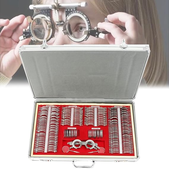266 pcs Optical Trial Lens Set Optometry Kit, Aluminum Case Trial Frame Optometry Optician Test, Optometry Optical Instrument with Trial Frame