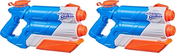 Super Soaker Twin Tide Water Gun Double Spray Power Pump Function Large 1.4L Water Tank Easy Refill (Pack of 2)