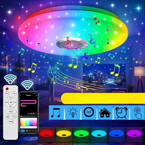 HyMark Akıllı Tavan Smart Life RGB LED Lamba Bluetooth Müzik 60W 220V Dekoratif Aydınlatma [Enerji Sınıfı A]