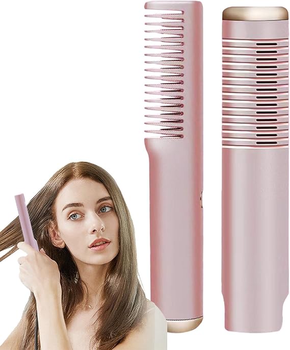 Portable Hair Straightener | Wireless Fast Heating 18W Anti-Calluses | Flick-Resistant Hair Straightening Brush, for Holiday Road Trip, Commuting to Dating, Daily Use