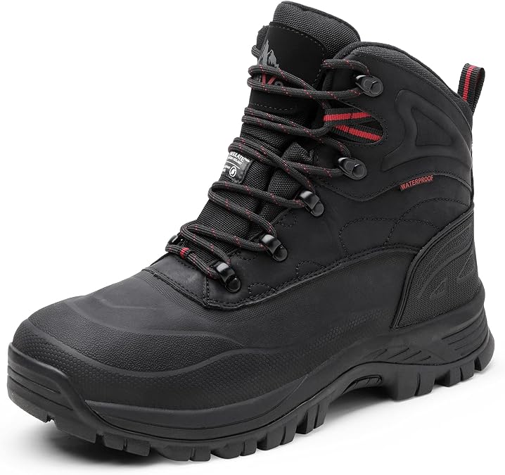 NORTIV 8 Men's Insulated Waterproof Construction Hiking Winter Snow Boots,Size 11,Black,A0014