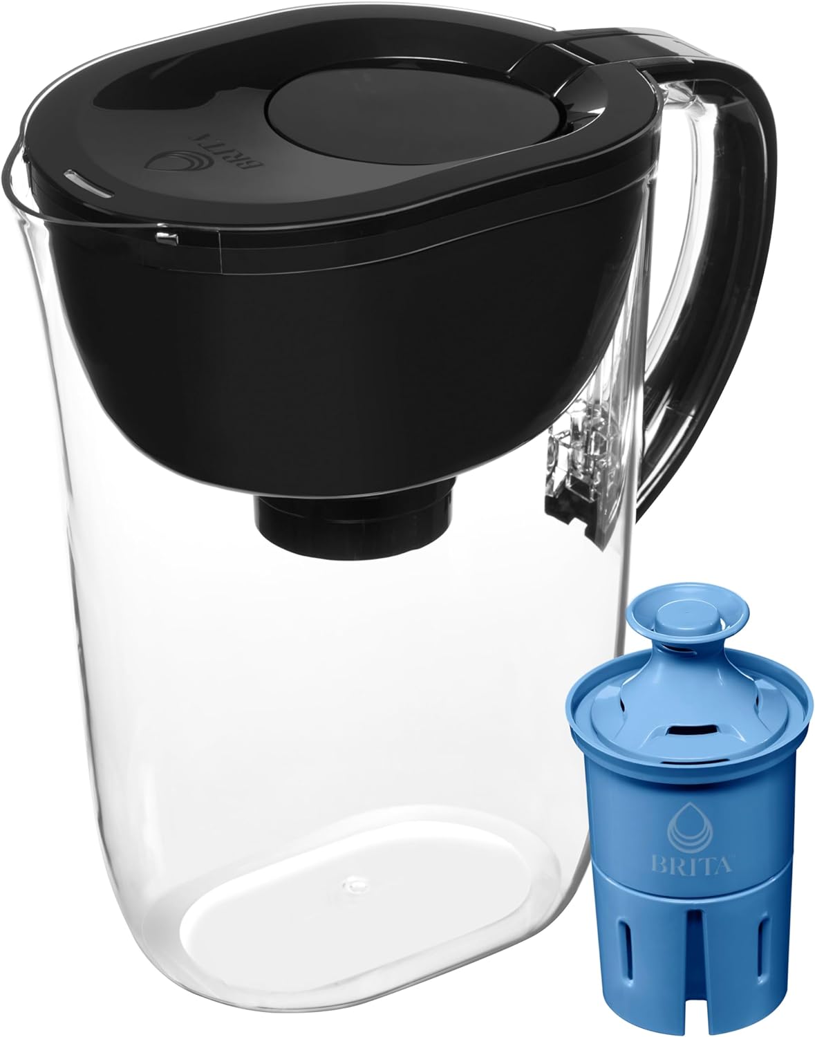 Brita Large Water Filter Pitcher for Tap and Drinking Water with SmartLight Filter Change Indicator + 1 Elite Filter, Reduces 99% Of Lead, Lasts 6 Months, 10-Cup Capacity, Black