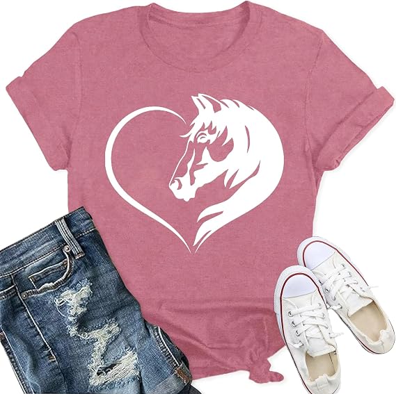 Horses T Shirt Horseback Riding Shirts Equestrian Lover Tee Top