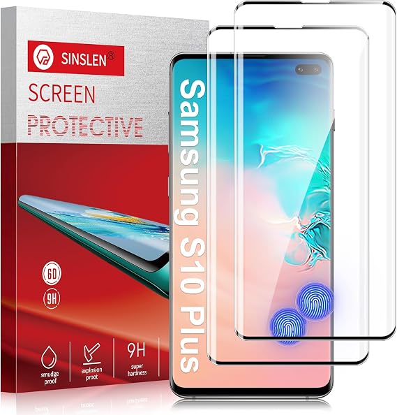 Galaxy S10 Plus用スクリーンプロテクター S10 Plus用 強化ガラススクリーンプロテクター 3Dカーブ 傷防止 指紋防止 強化ガラススクリーンプロテクター Samsung Galaxy S10 Plus 5G用