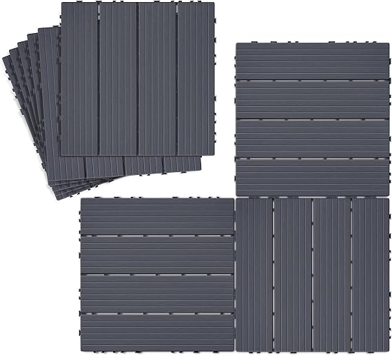 Composite Decking Tiles,9 Pcs Interlocking Decking Diles,30x30cm