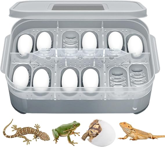 Reptile Egg Incubator - Clear 12 Grid Hatching Box, Portable Gecko Breeding Tray, Clear Durable Container, Multi-Purpose Egg Incubator | Perfect Small Reptile Breeding Box