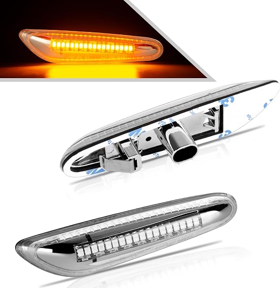 Set of 2 LED Indicators for BMW E90 E91 E60 E61 E81 E82 E46 E36 E87 E88 E92 E93 X1 E84 X3 E83 X5 E53 Side Indicator with Canbus Error Free