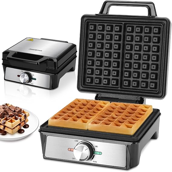 Aigostar 1600W Deep Fill Belgian Waffle Maker with Temperature Control