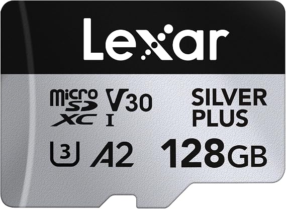 Lexar Silver Plus Micro SD Card 128 GB, Up to 205 MB/s Read Speed, UHS-I