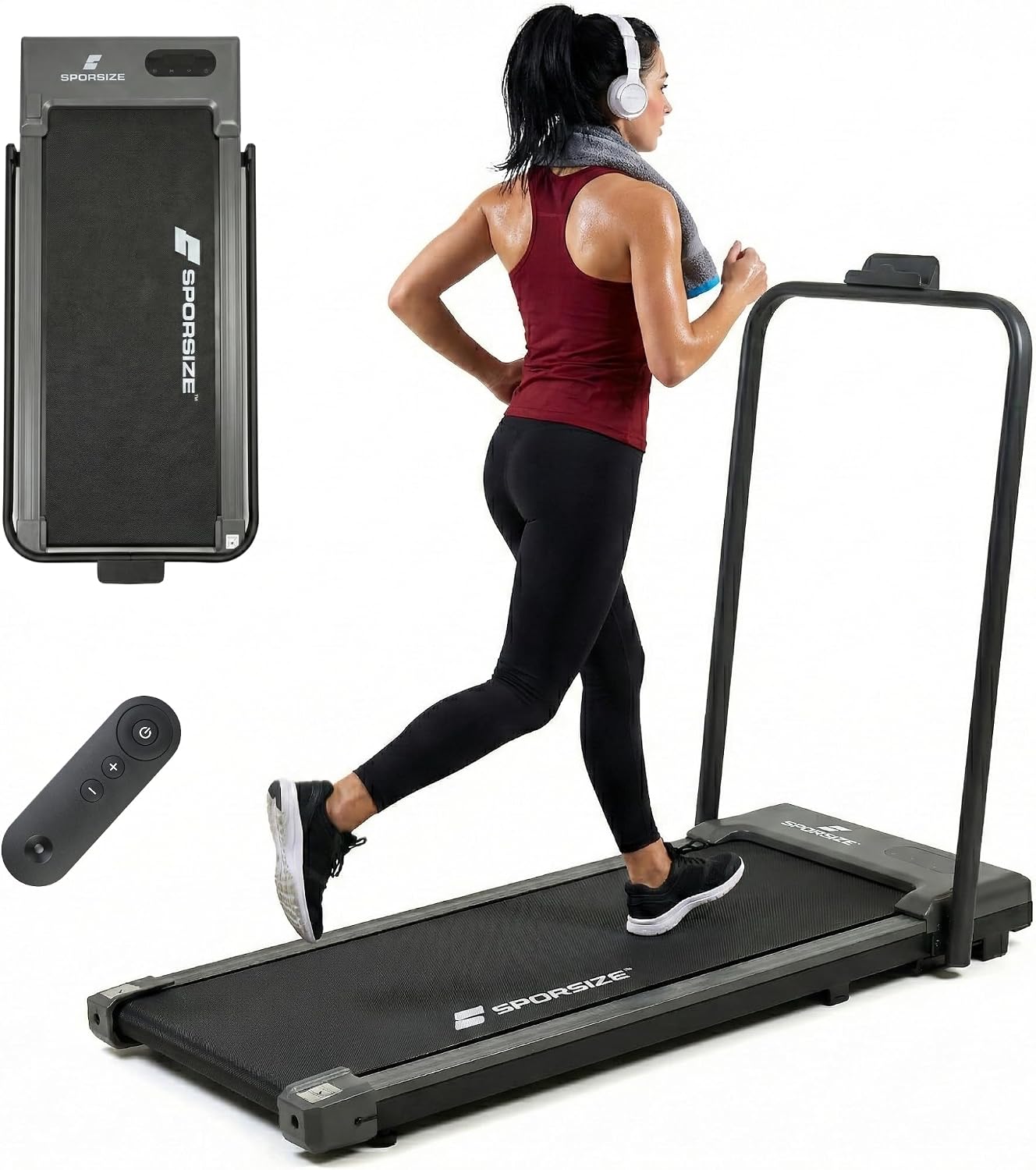Sporsize 2 HP Foldable Walking and Treadmill – Silent Motor, Remote Control, LED Display – Home & Office Sports Equipment WalkingPad