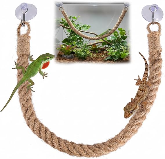 Reptile Accessories, Climbing Vines for Reptiles with Hooks and Suction Cups, 55CM Long for Terrarium Decoration, Provides Exercise and Resting Spots