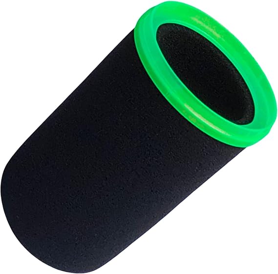 Replacement Pop Filter for Shure SM7B Microphone - High Density RK345 Windscreen Black Foam Cover with Green Plastic Retainer Ring - Reduces Plosives Background Noise
