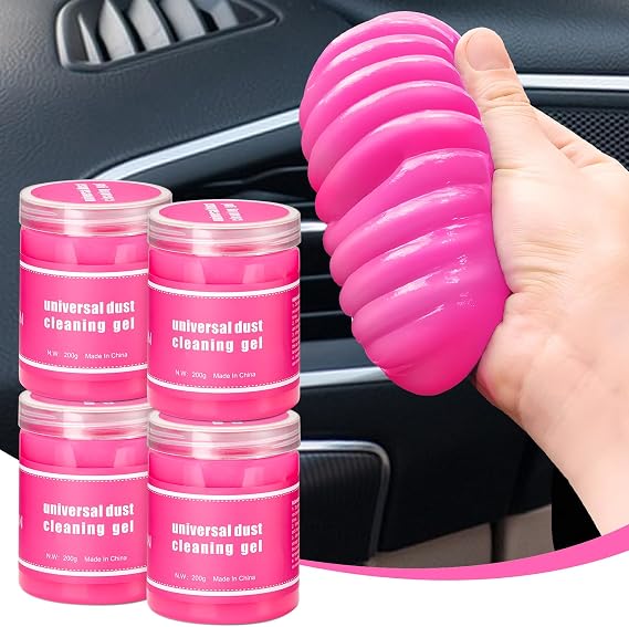4 paket araba temizleme jeli, pembe araba temizleme macunu, evrensel oto detaylandırma araçları, hava havalandırması, gösterge paneli ve klavye için araba balçığı, kadınlar için oto